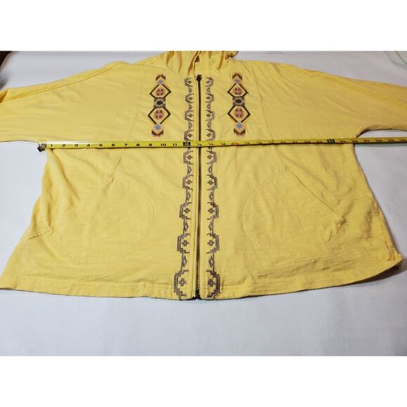 Chico's 3 Womens 16-18‎ Sweatshirt Hood 100% Cotton EMBROIDERED Yellow XL - Picture 6 of 8